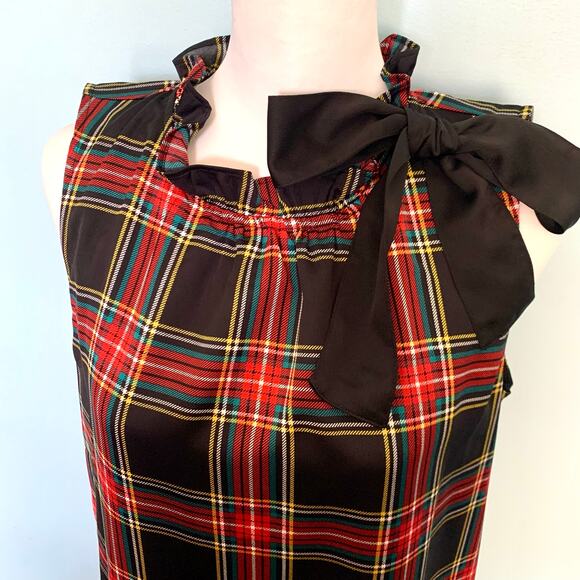 J. Crew Factory Stewart Tartan Plaid Sleeveless Dress with Bow Size 6 - Picture 4 of 10